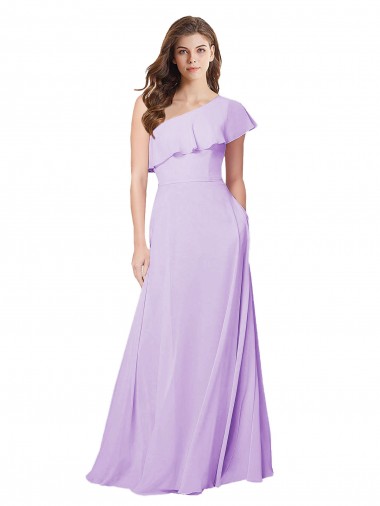 Lilas Trapèze Mousseline Longue Robes demoiselle d'honneur en Gros