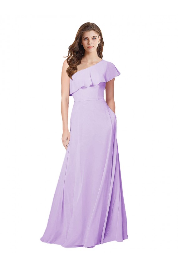 Lilas Trapèze Mousseline Longue Robes demoiselle d'honneur en Gros