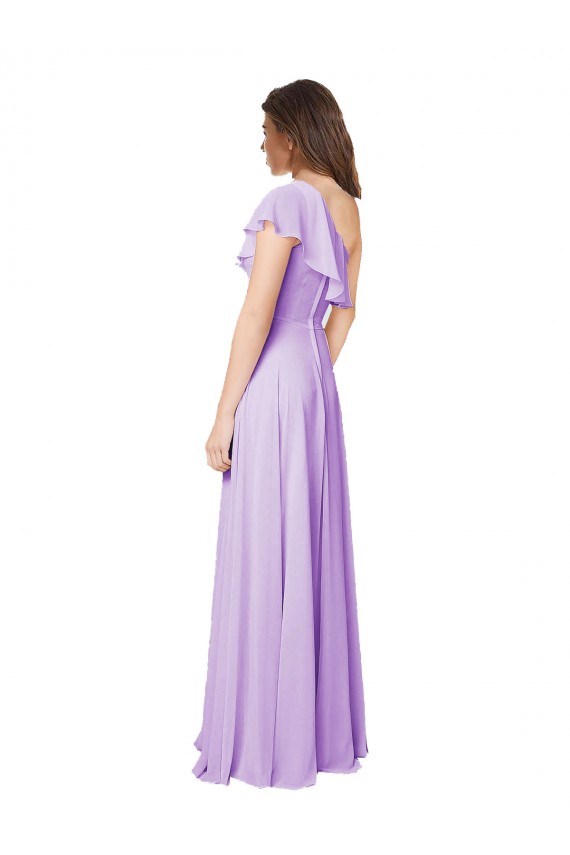 Lilas Trapèze Mousseline Longue Robes demoiselle d'honneur en Gros