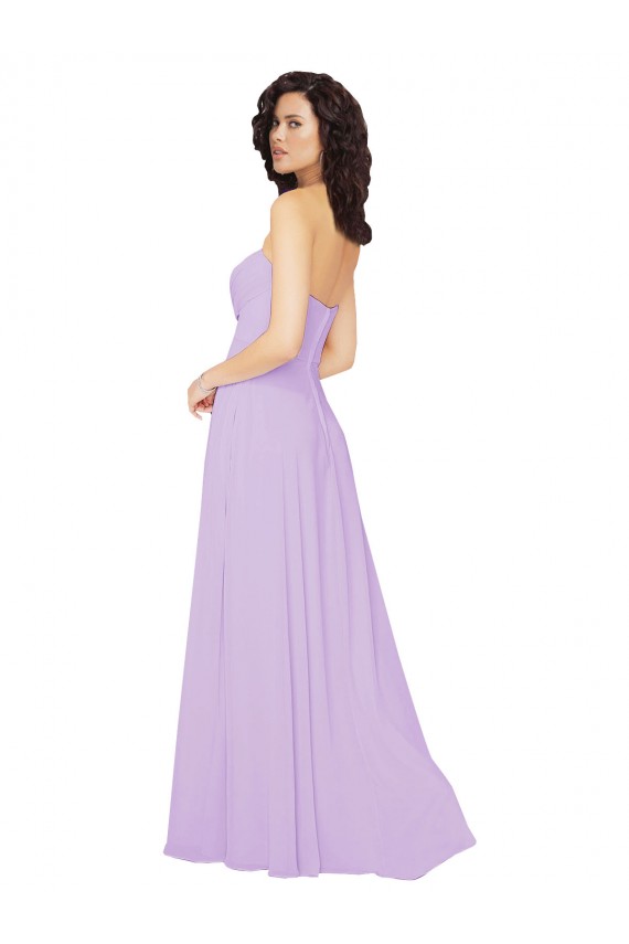 Lilas Trapèze Sans bretelle Mousseline Longue Robes demoiselle d'honneur en Gros