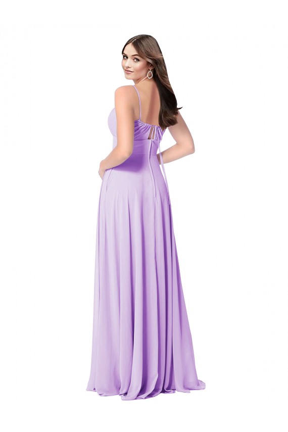 Lilas Trapèze Scoop Mousseline Longue Robes demoiselle d'honneur en Gros