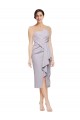 Lilas arctique Fourreau Sans bretelle midi Crêpe Stretch Courte Asymétrique Robes demoiselle d'honneur / Robes de soirée / Robes de cocktail en Gros