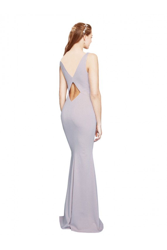 Lilas arctique Sirène Col V Crêpe Stretch Longue Formelles Robes demoiselle d'honneur / Robes de soirée / Robes de bal en Gros