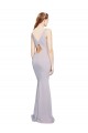 Lilas arctique Sirène Col V Crêpe Stretch Longue Formelles Robes demoiselle d'honneur / Robes de soirée / Robes de bal en Gros