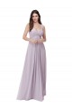 Lueur rose Trapèze Col V Mousseline Longue Robes demoiselle d'honneur en Gros