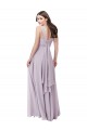 Lueur rose Trapèze Col V Mousseline Longue Robes demoiselle d'honneur en Gros