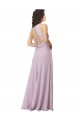 Lueur rose Trapèze Licou Col Haut Mousseline Longue Robes demoiselle d'honneur en Gros