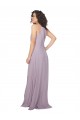 Lueur rose Trapèze Licou Mousseline Longue Robes demoiselle d'honneur en Gros