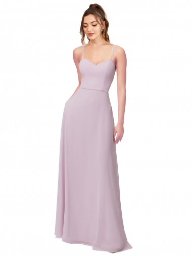 Lueur rose Trapèze Mousseline Longue Robes demoiselle d'honneur en Gros