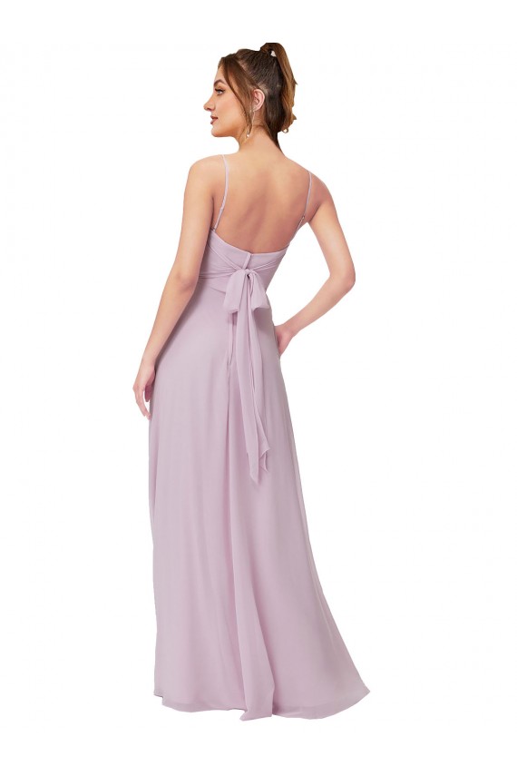 Lueur rose Trapèze Mousseline Longue Robes demoiselle d'honneur en Gros