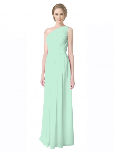 Menthe verte Trapèze Mousseline Longue Robes demoiselle d'honneur en Gros