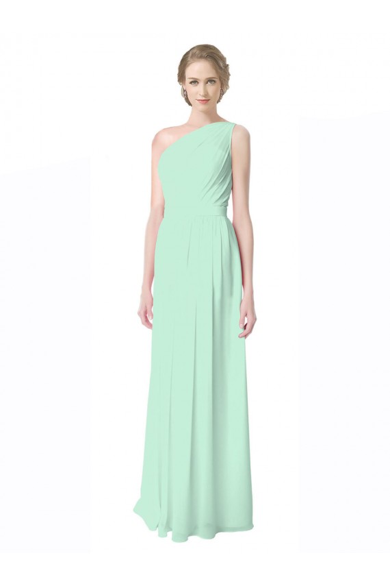 Menthe verte Trapèze Mousseline Longue Robes demoiselle d'honneur en Gros