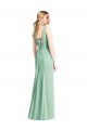 Menthe verte Trompette Col V Mousseline Longue Robes demoiselle d'honneur en Gros