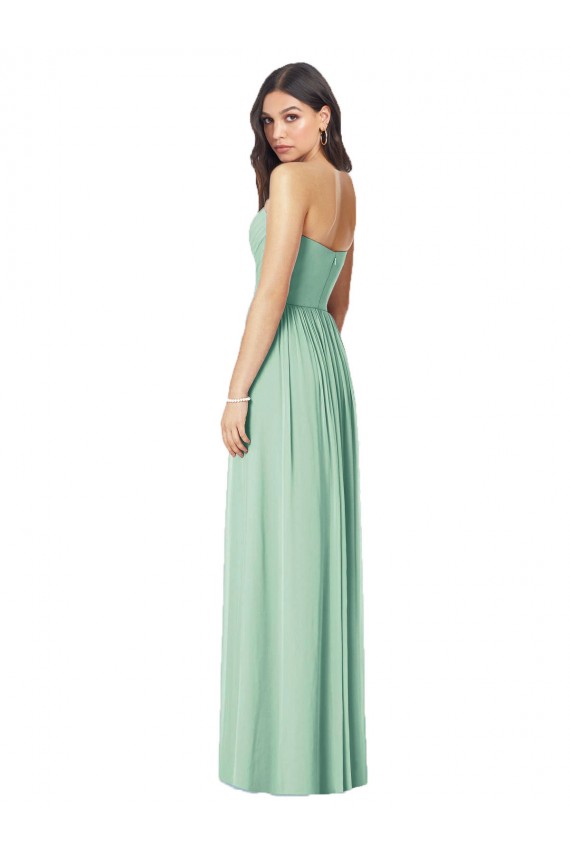 Menthe verte Trompette Sans bretelle Mousseline Longue Robes demoiselle d'honneur en Gros