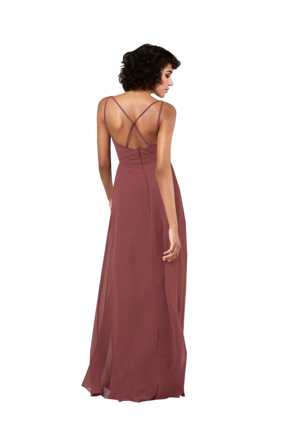 Noir Colonne Col V Mousseline Longue Formelles Robes demoiselle d'honneur / Robes de soirée en Gros