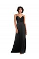 Noir Colonne Col V Satiné Soyeux Longue Asymétrique Formelles Robes demoiselle d'honneur / Robes de soirée / Robes de bal en Gros