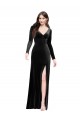 Noir Colonne Col V Velours Stretch Longue Formelles Robes demoiselle d'honneur / Robes de soirée / Robes de bal en Gros