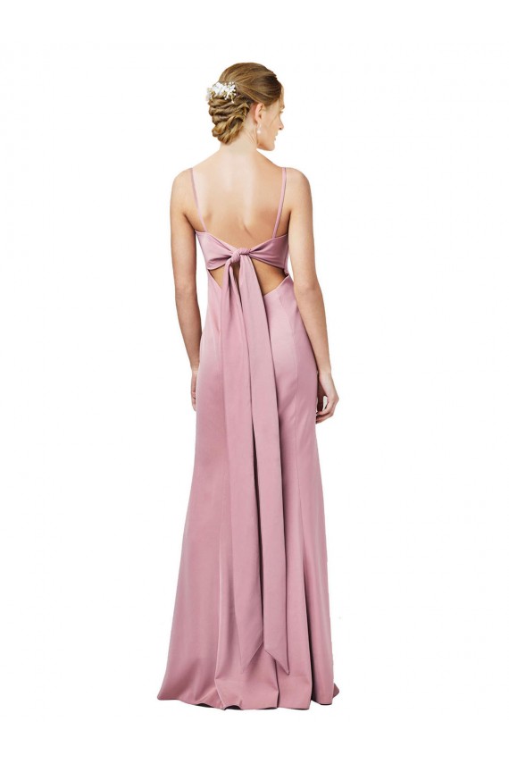 Noir Fourreau Bretelles spaghetti Col Carré Crêpe Stretch Longue Formelles Robes demoiselle d'honneur / Robes de soirée / Robes de bal en Gros