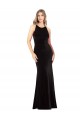 Noir Fourreau Bretelles spaghetti Col bijou Velours Stretch Longue Formelles Robes demoiselle d'honneur / Robes de soirée / Robes de bal en Gros