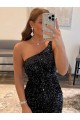 Noir Fourreau Courte Paillettes Velours Courte Robes de bal en Gros