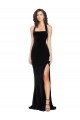 Noir Fourreau Licou Col Haut Velours Stretch Longue Robes demoiselle d'honneur / Robes de bal en Gros