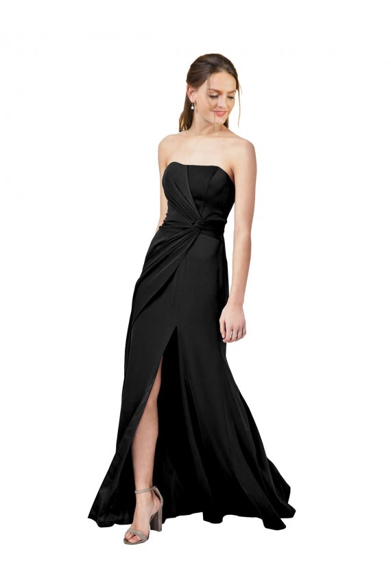 Noir Fourreau Sans bretelle Crêpe Stretch Longue Formelles Robes demoiselle d'honneur / Robes de soirée / Robes de bal en Gros
