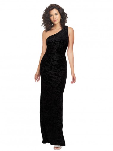 Noir Fourreau Velours Floral Velours Stretch Longue Robes demoiselle d'honneur en Gros