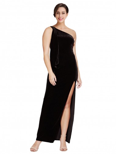 Noir Fourreau Velours Stretch Longue Formelles Robes demoiselle d'honneur / Robes de soirée / Robes de bal en Gros