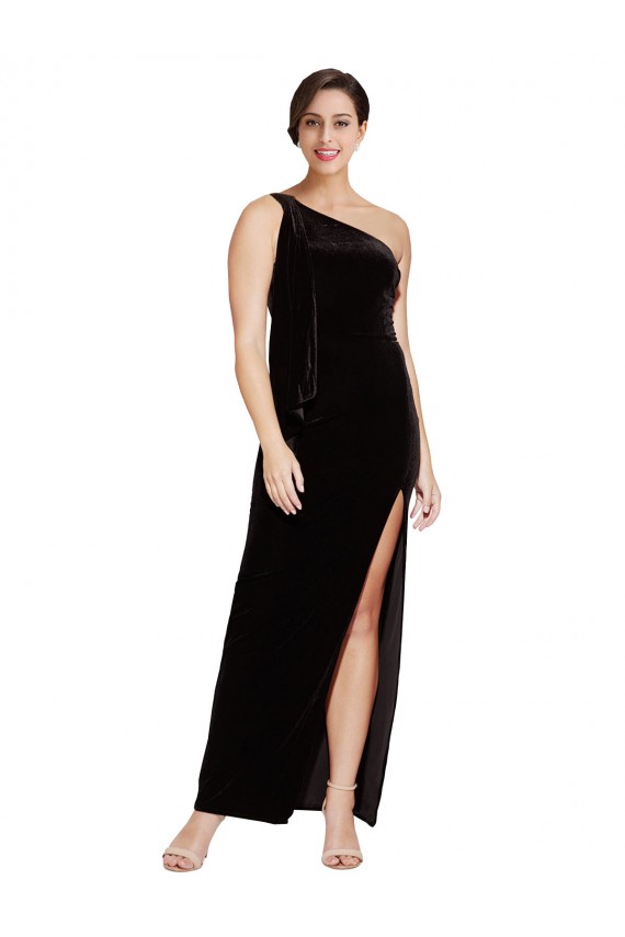 Noir Fourreau Velours Stretch Longue Formelles Robes demoiselle d'honneur / Robes de soirée / Robes de bal en Gros