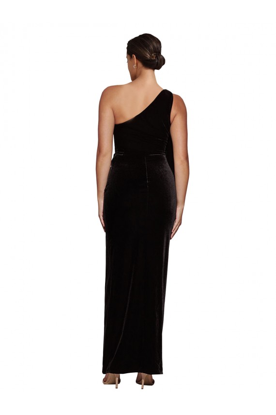 Noir Fourreau Velours Stretch Longue Formelles Robes demoiselle d'honneur / Robes de soirée / Robes de bal en Gros