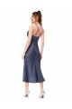 Noir Fourreau midi Satiné Soyeux Courte Asymétrique Robes demoiselle d'honneur / Robes de soirée / Robes de cocktail en Gros
