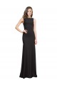 Noir Sirène Bateau Crêpe Stretch Longue Robes demoiselle d'honneur / Robes de bal en Gros
