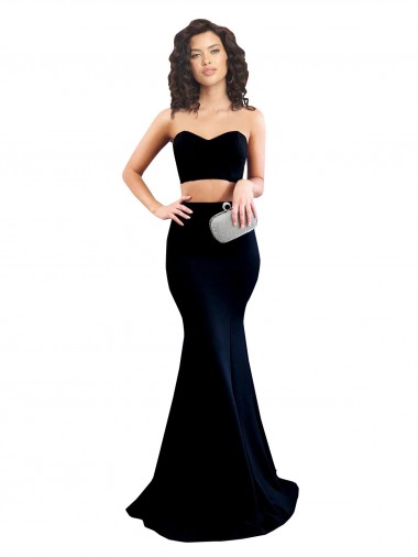 Noir Sirène Col Haut Crêpe Stretch Longue Formelles Robes demoiselle d'honneur / Robes de soirée / Robes de bal en Gros