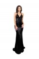 Noir Sirène Col V Paillette Longue Formelles Robes demoiselle d'honneur / Robes de soirée / Robes de bal en Gros