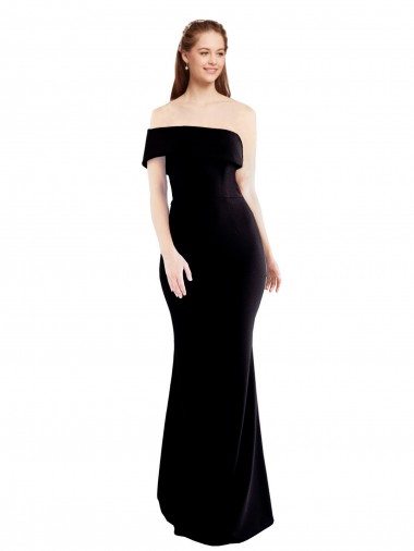 Noir Sirène Crêpe Stretch Longue Formelles Robes demoiselle d'honneur / Robes de soirée / Robes de bal en Gros
