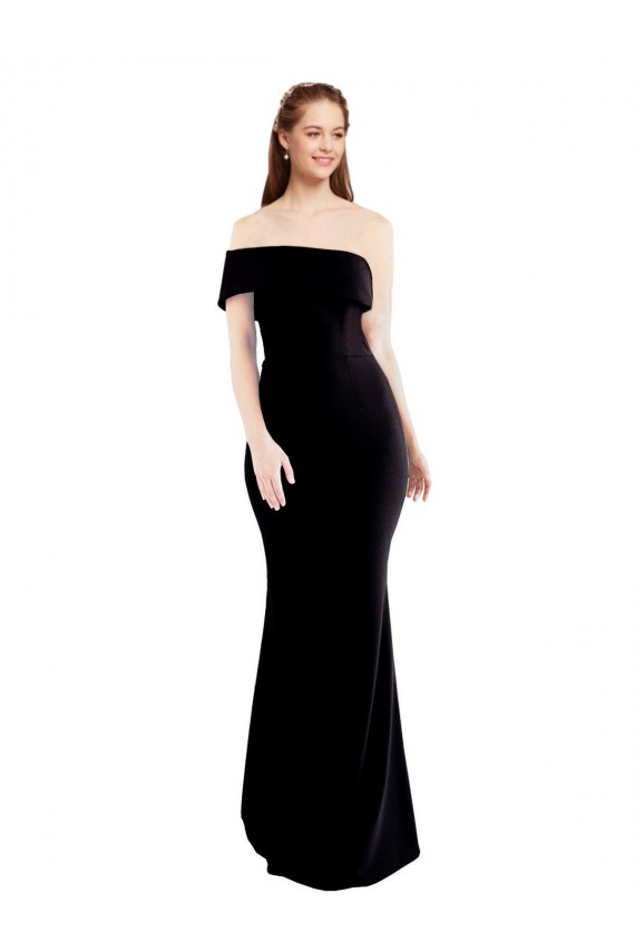Noir Sirène Crêpe Stretch Longue Formelles Robes demoiselle d'honneur / Robes de soirée / Robes de bal en Gros