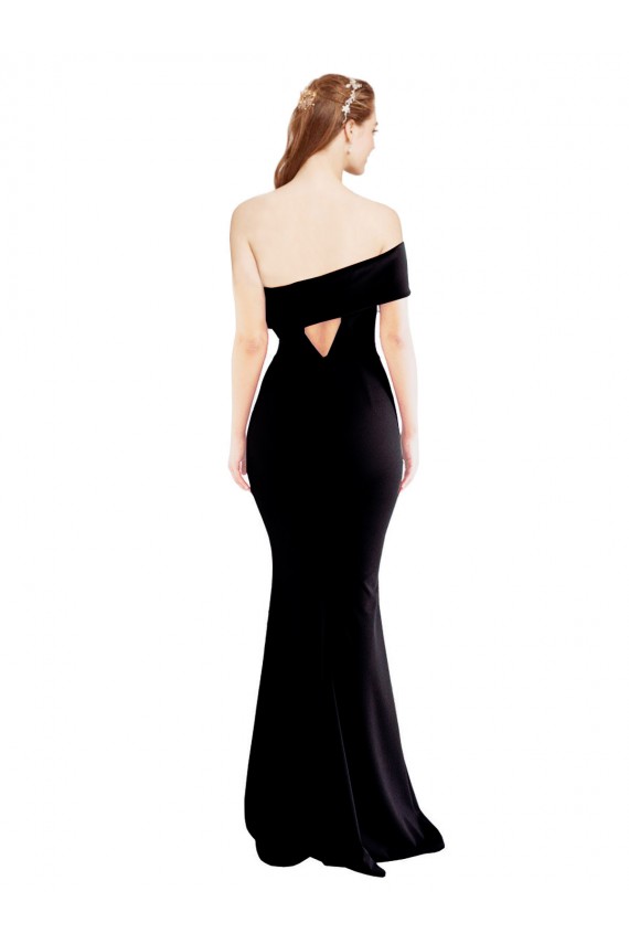 Noir Sirène Crêpe Stretch Longue Formelles Robes demoiselle d'honneur / Robes de soirée / Robes de bal en Gros