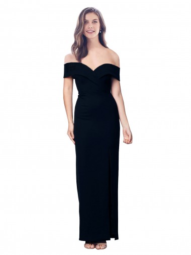 Noir Sirène Épaule Dénudée Crêpe Stretch Longue Formelles Robes demoiselle d'honneur / Robes de soirée / Robes de bal en Gros