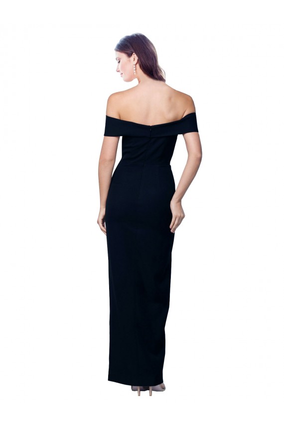 Noir Sirène Épaule Dénudée Crêpe Stretch Longue Formelles Robes demoiselle d'honneur / Robes de soirée / Robes de bal en Gros