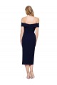 Bleu marine foncé Sirène Épaule Dénudée midi Crêpe Stretch Courte Robes demoiselle d'honneur / Robes de soirée / Robes de cocktail en Gros
