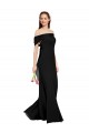 Noir Sirène Épaule Dénudée Mousseline Longue Robes demoiselle d'honneur / Robes de bal en Gros