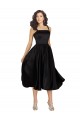 Noir Trapèze Col Carré Satiné Courte Robes demoiselle d'honneur / Robes de bal / Robes de cocktail en Gros