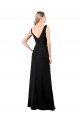 Noir Trapèze Col V Mousseline Longue Robes demoiselle d'honneur / Robes de bal en Gros