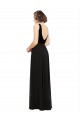 Noir Trapèze Col V Mousseline Velours Longue Robes demoiselle d'honneur / Robes de bal en Gros