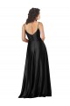 Noir Trapèze Col V Satiné Soyeux Longue Formelles Robes demoiselle d'honneur / Robes de soirée / Robes de bal en Gros