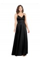 Noir Trapèze Col V Satiné Soyeux Longue Formelles Robes demoiselle d'honneur / Robes de soirée / Robes de bal en Gros