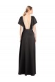Noir Trapèze Col V Satiné Stretch Longue Formelles Robes demoiselle d'honneur / Robes de soirée / Robes de bal en Gros