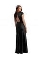 Noir Trapèze Col V Satiné Stretch Longue Formelles Robes demoiselle d'honneur / Robes de soirée / Robes de bal en Gros