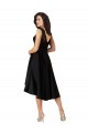 Noir Trapèze Illusion midi Satiné Dentelle Courte Asymétrique Robes demoiselle d'honneur / Robes de cocktail en Gros