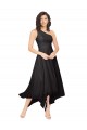 Noir Trapèze Sans bretelle midi Mousseline Courte Asymétrique Robes demoiselle d'honneur / Robes de cocktail en Gros